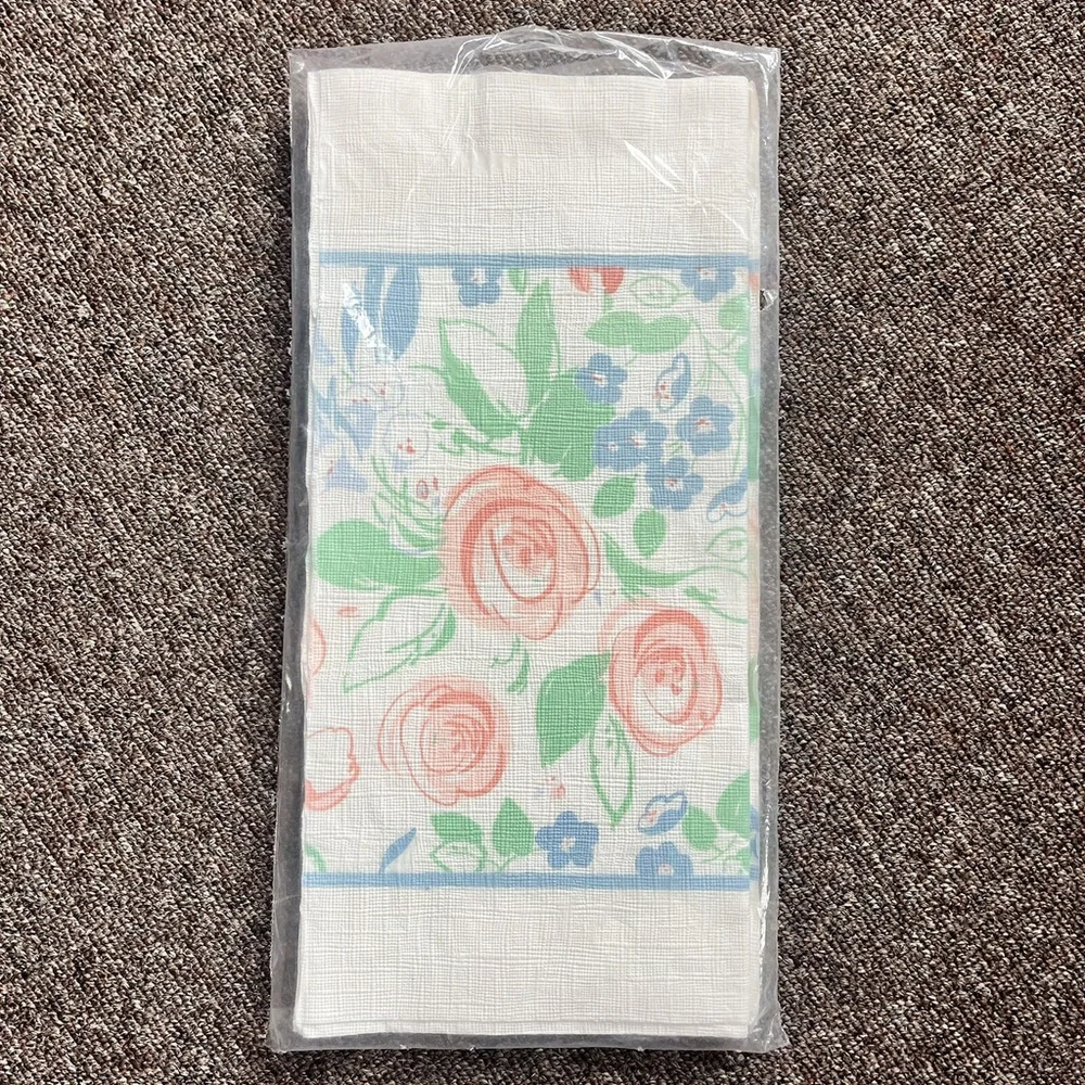 Vintage Hallmark Table Cover 54 X 102 Pink Blue Green Flowers New